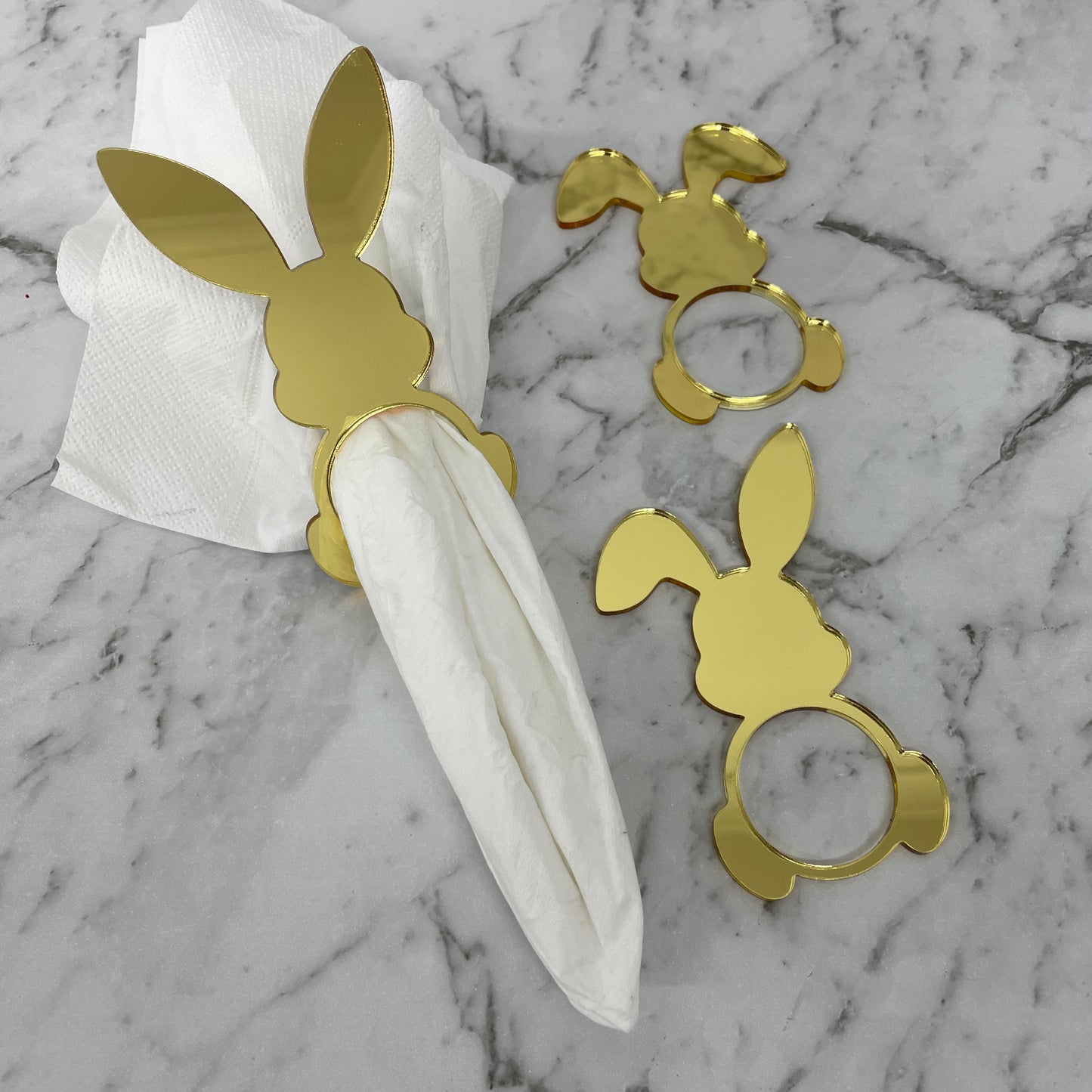 EASTER RABBIT ACRYLIC NAPKIN HOLDERS SET OF 3 GOLD