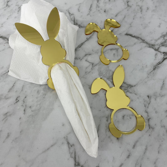 EASTER RABBIT ACRYLIC NAPKIN HOLDERS SET OF 3 GOLD