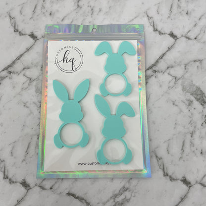 EASTER RABBIT ACRYLIC NAPKIN HOLDERS SET OF 3 SPEARMINT