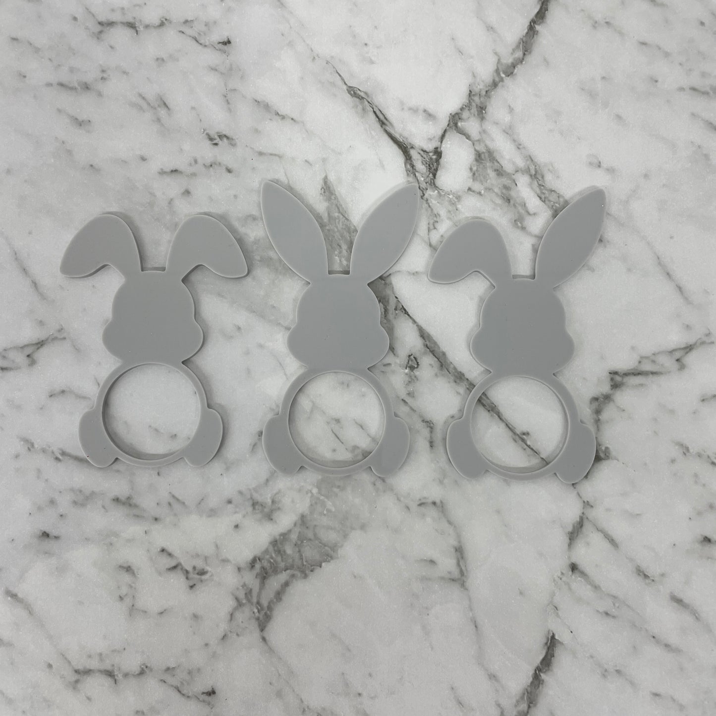 EASTER RABBIT ACRYLIC NAPKIN HOLDERS SET OF 3 GREY