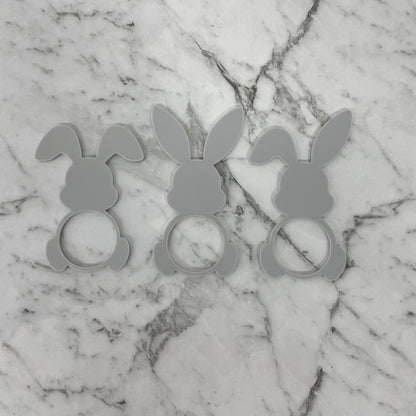 EASTER RABBIT ACRYLIC NAPKIN HOLDERS SET OF 3 GREY