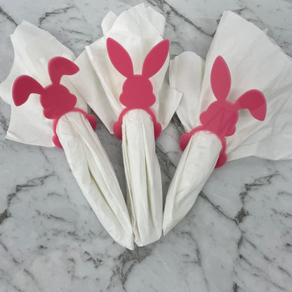 EASTER RABBIT ACRYLIC NAPKIN HOLDERS SET OF 3 PINK