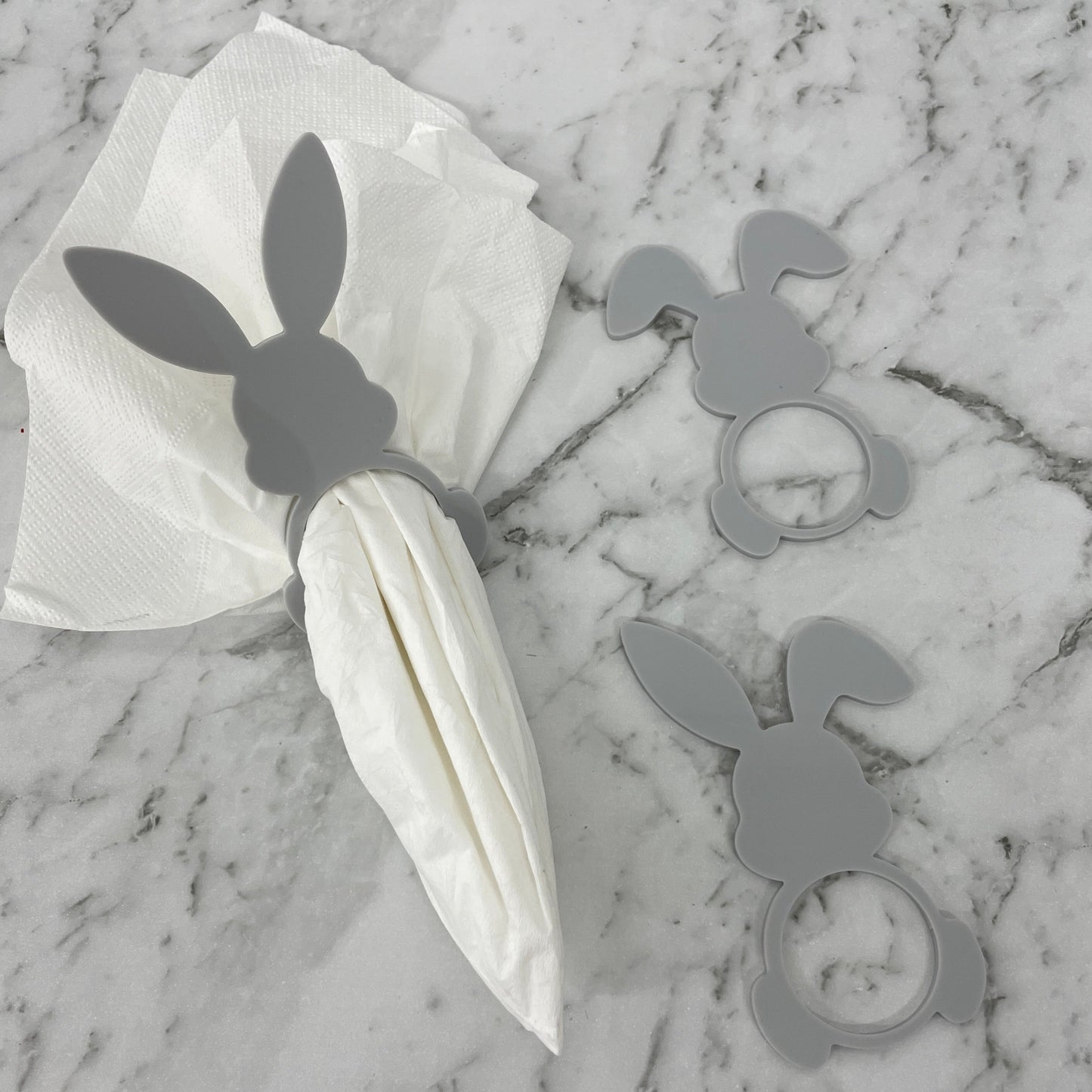 EASTER RABBIT ACRYLIC NAPKIN HOLDERS SET OF 3 GREY