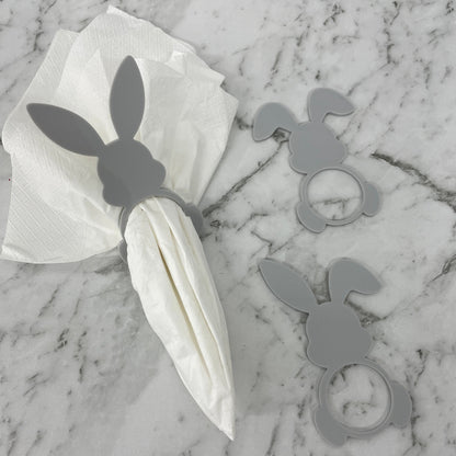 EASTER RABBIT ACRYLIC NAPKIN HOLDERS SET OF 3 GREY