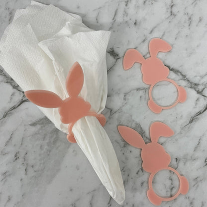 EASTER RABBIT ACRYLIC NAPKIN HOLDERS SET OF 3 PEACH