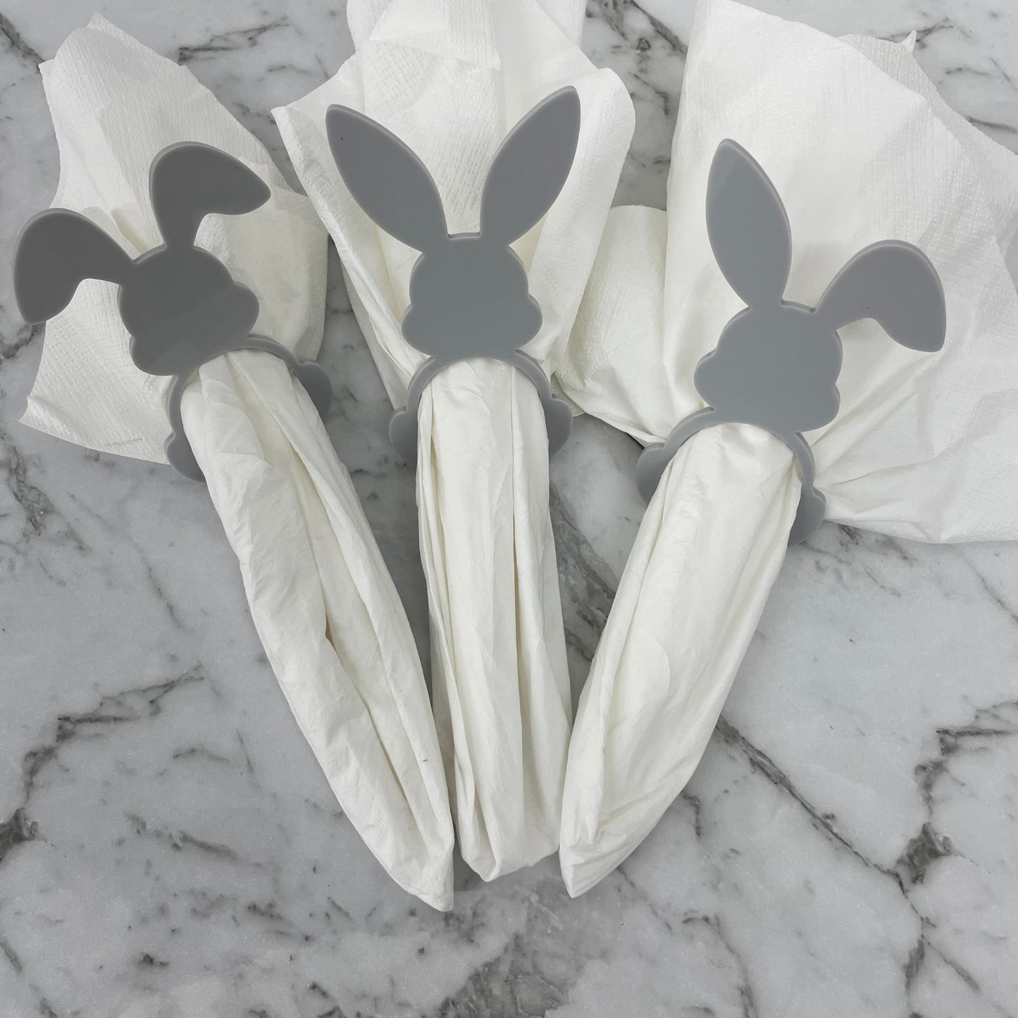 EASTER RABBIT ACRYLIC NAPKIN HOLDERS SET OF 3 GREY