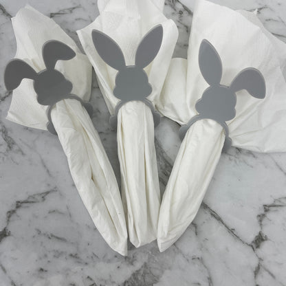 EASTER RABBIT ACRYLIC NAPKIN HOLDERS SET OF 3 GREY
