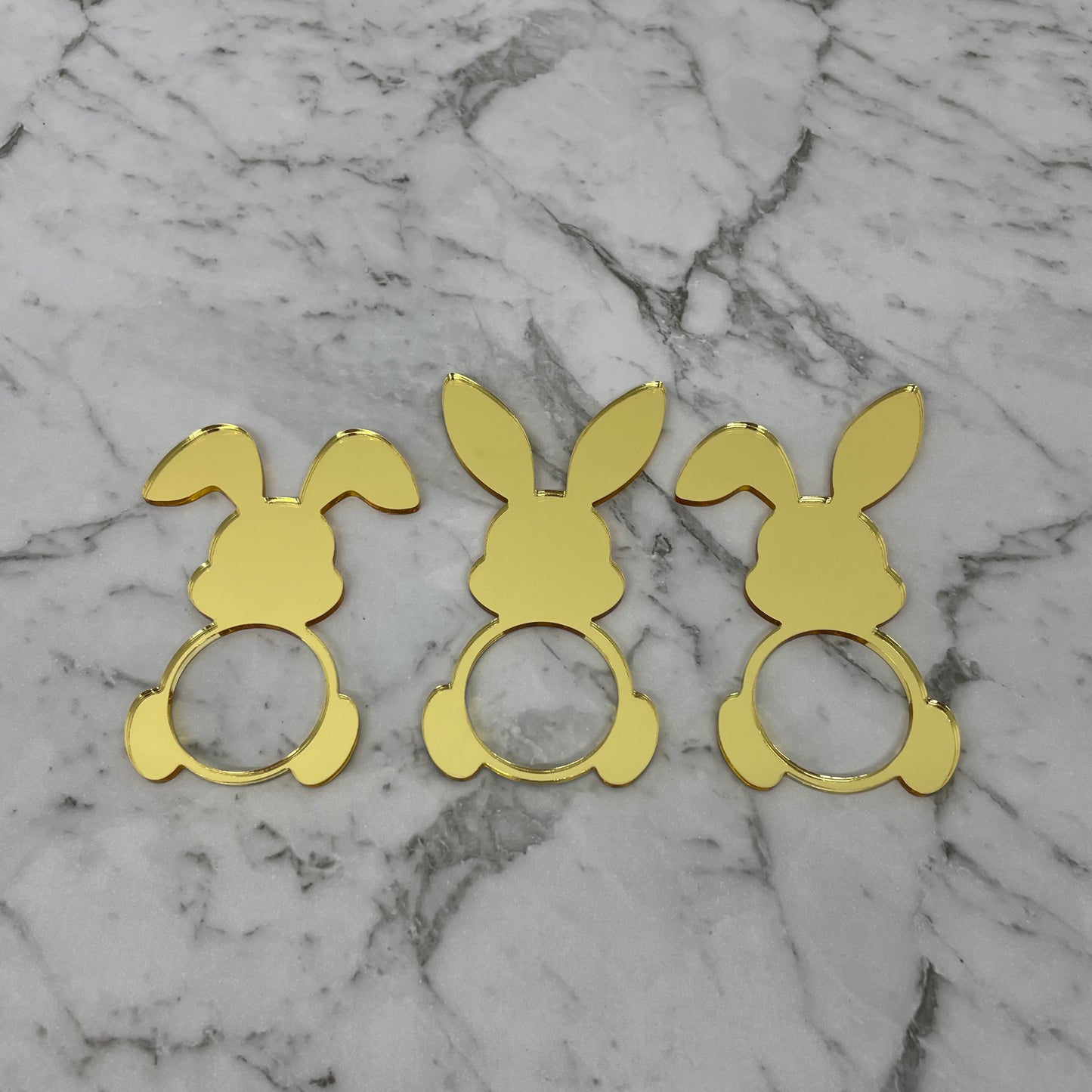 EASTER RABBIT ACRYLIC NAPKIN HOLDERS SET OF 3 GOLD