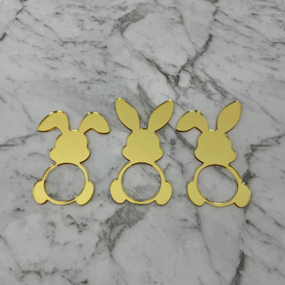 EASTER RABBIT ACRYLIC NAPKIN HOLDERS SET OF 3 GOLD