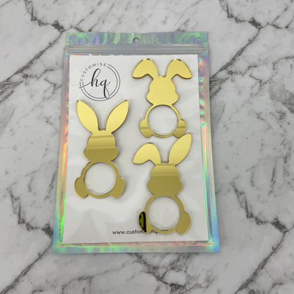 EASTER RABBIT ACRYLIC NAPKIN HOLDERS SET OF 3 GOLD