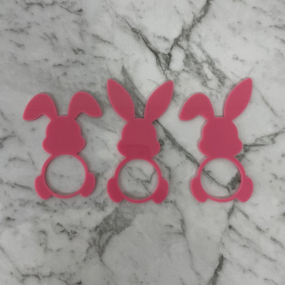 EASTER RABBIT ACRYLIC NAPKIN HOLDERS SET OF 3 PINK