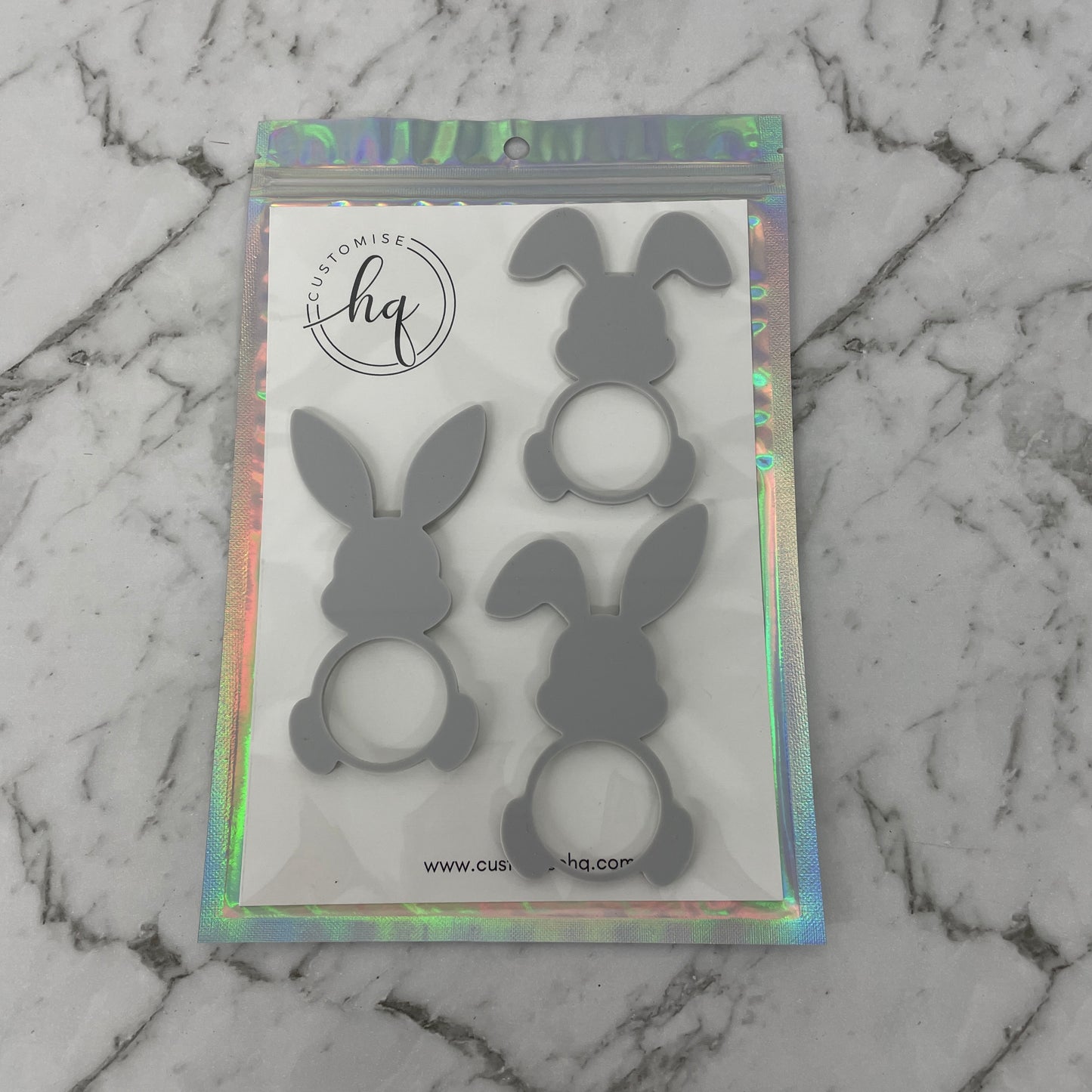 EASTER RABBIT ACRYLIC NAPKIN HOLDERS SET OF 3 GREY