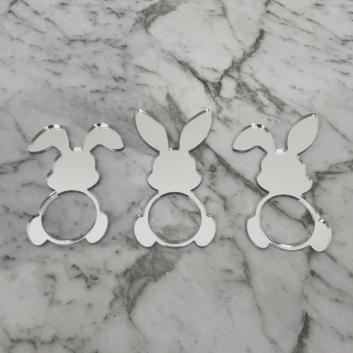 EASTER RABBIT ACRYLIC NAPKIN HOLDERS SET OF 3 SILVER