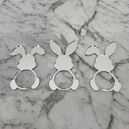 EASTER RABBIT ACRYLIC NAPKIN HOLDERS SET OF 3 SILVER