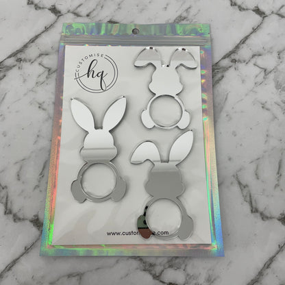 EASTER RABBIT ACRYLIC NAPKIN HOLDERS SET OF 3 SILVER