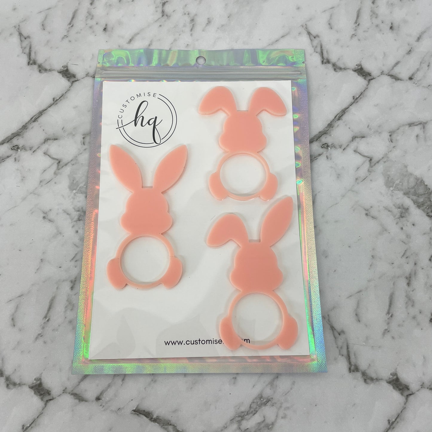 EASTER RABBIT ACRYLIC NAPKIN HOLDERS SET OF 3 PEACH