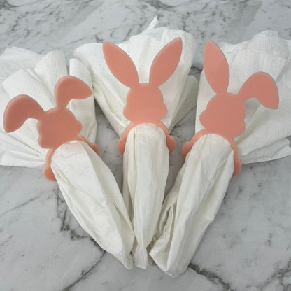 EASTER RABBIT ACRYLIC NAPKIN HOLDERS SET OF 3 PEACH