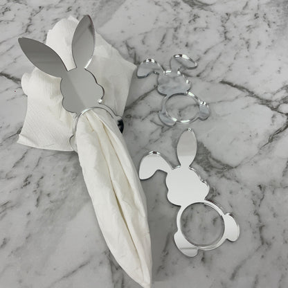 EASTER RABBIT ACRYLIC NAPKIN HOLDERS SET OF 3 SILVER