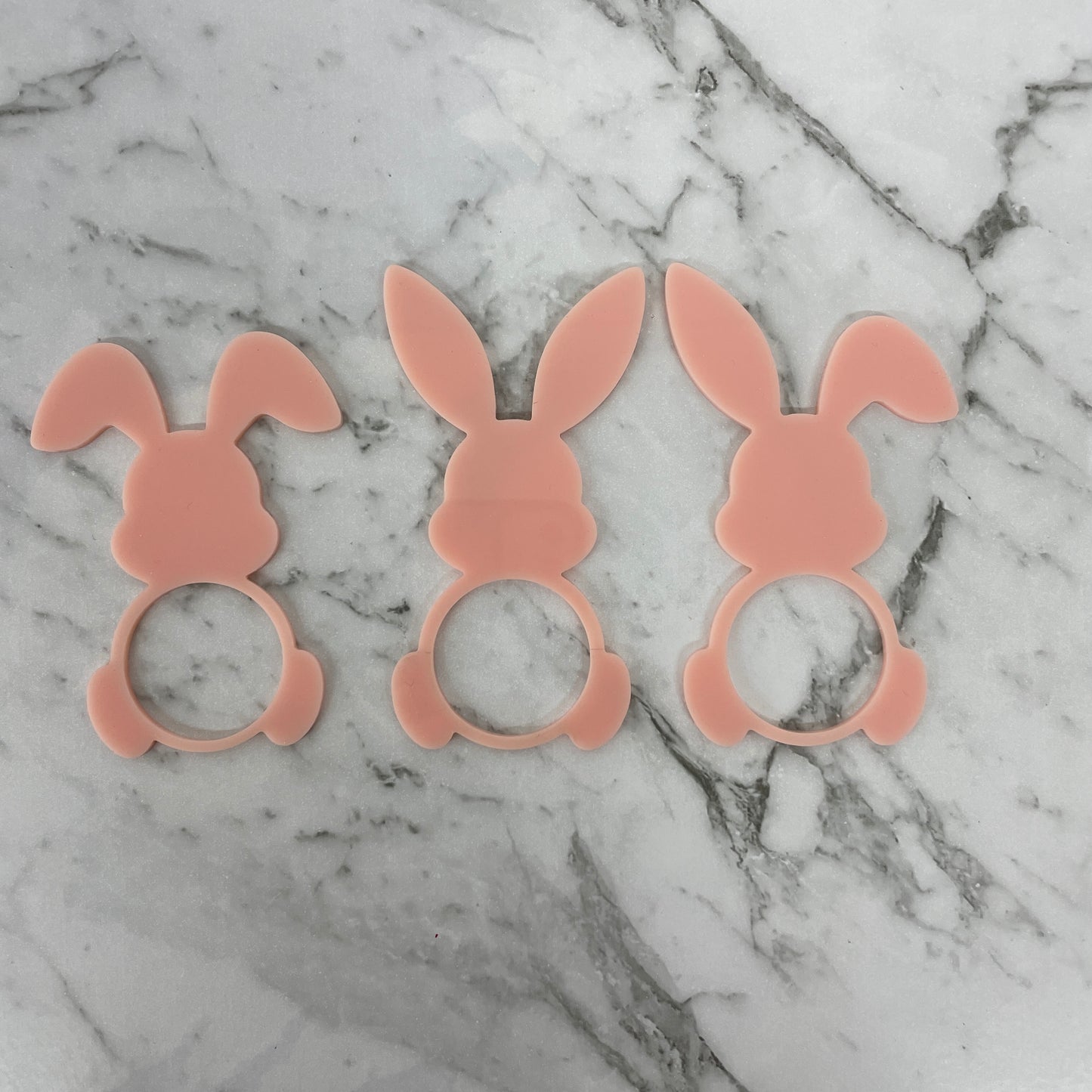 EASTER RABBIT ACRYLIC NAPKIN HOLDERS SET OF 3 PEACH