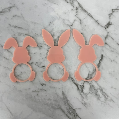 EASTER RABBIT ACRYLIC NAPKIN HOLDERS SET OF 3 PEACH