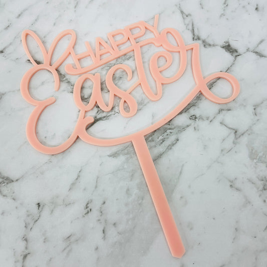 HAPPY EASTER CAKE TOPPER PEACH