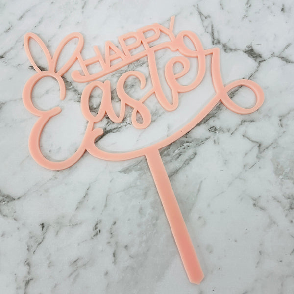 HAPPY EASTER CAKE TOPPER PEACH , PINK , SPEARMINT x 6