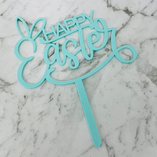 HAPPY EASTER CAKE TOPPER PEACH , PINK , SPEARMINT x 6