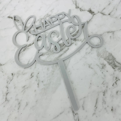 HAPPY EASTER CAKE TOPPER GREY