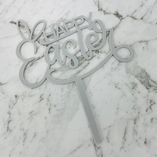 HAPPY EASTER CAKE TOPPER GREY