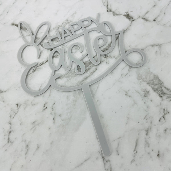 HAPPY EASTER CAKE TOPPER GREY x 6