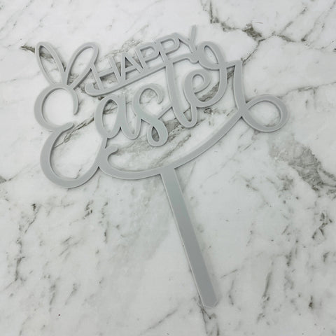 HAPPY EASTER CAKE TOPPER GREY x 6