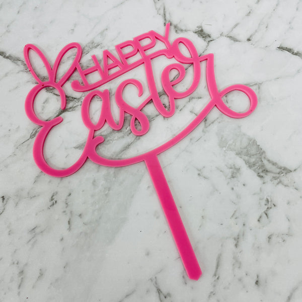 HAPPY EASTER CAKE TOPPER PEACH , PINK , SPEARMINT x 6