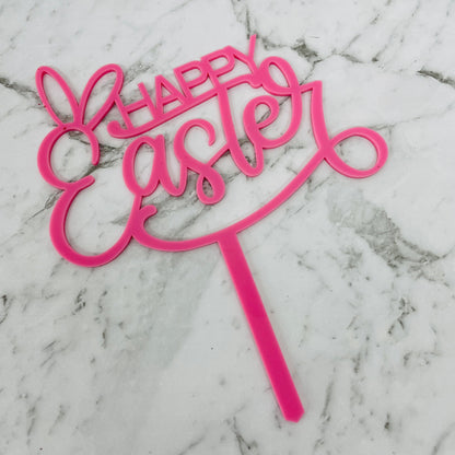 HAPPY EASTER CAKE TOPPER PINK x 6