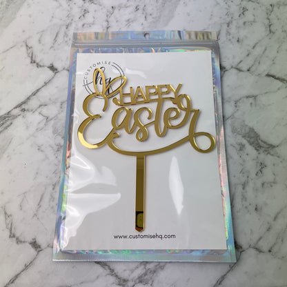 HAPPY EASTER CAKE TOPPER GOLD