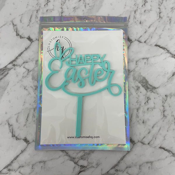 HAPPY EASTER CAKE TOPPER PEACH , PINK , SPEARMINT x 6