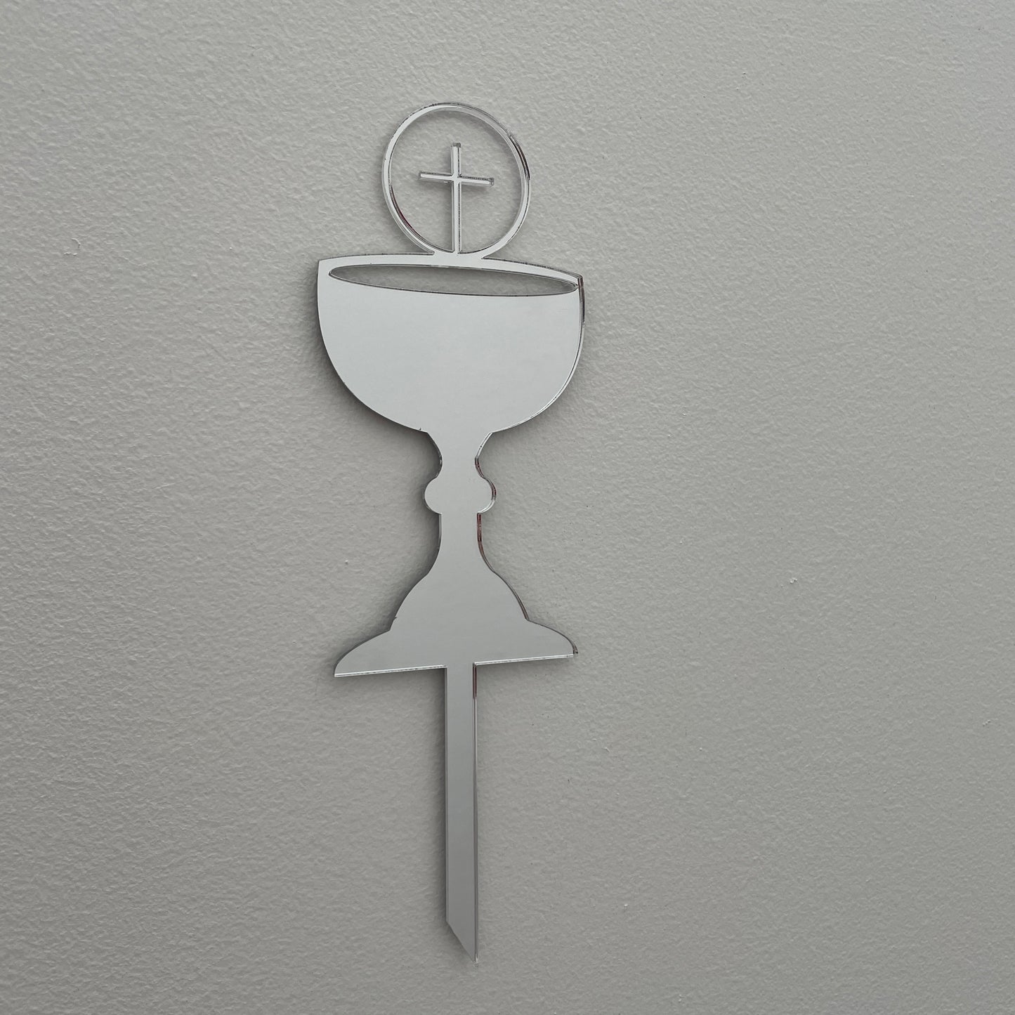 FIRST HOLY COMMUNION CONFIRMATION CHALICE CAKE TOPPER SILVER