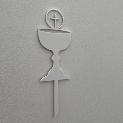 FIRST HOLY COMMUNION CONFIRMATION CHALICE CAKE TOPPER WHITE