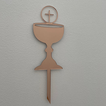 FIRST HOLY COMMUNION CONFIRMATION CHALICE CAKE TOPPER ROSE GOLD
