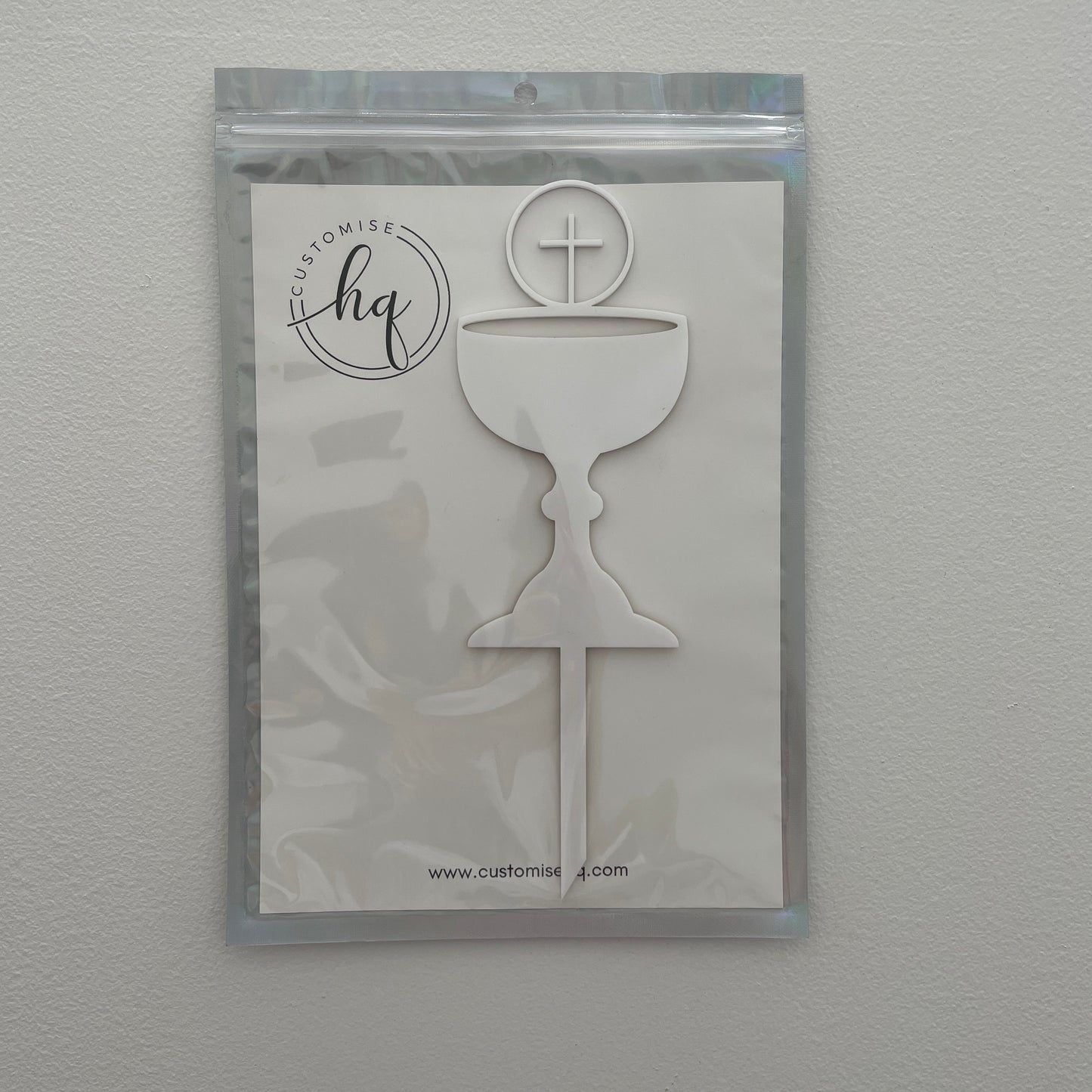 FIRST HOLY COMMUNION CONFIRMATION CHALICE CAKE TOPPER WHITE