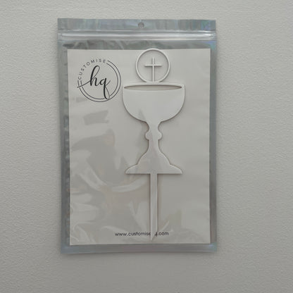 FIRST HOLY COMMUNION CONFIRMATION CHALICE CAKE TOPPER WHITE
