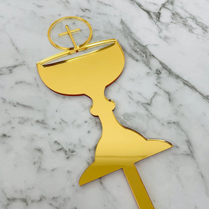 FIRST HOLY COMMUNION CONFIRMATION CHALICE CAKE TOPPER GOLD