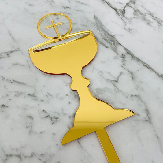 FIRST HOLY COMMUNION CONFIRMATION CHALICE CAKE TOPPER GOLD