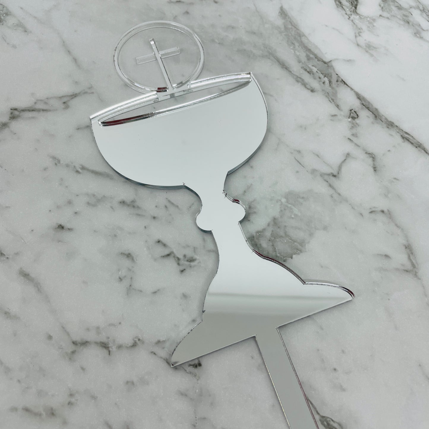 FIRST HOLY COMMUNION CONFIRMATION CHALICE CAKE TOPPER SILVER