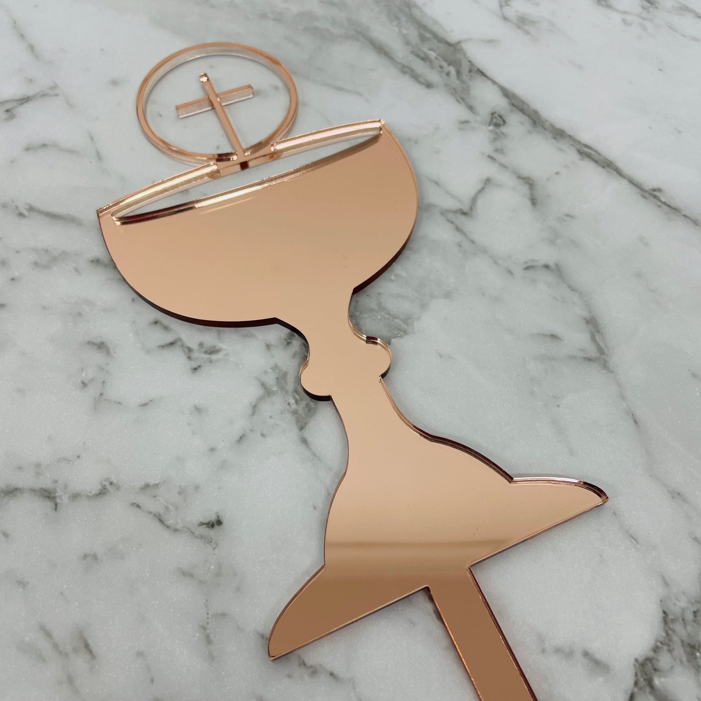 FIRST HOLY COMMUNION CONFIRMATION CHALICE CAKE TOPPER ROSE GOLD