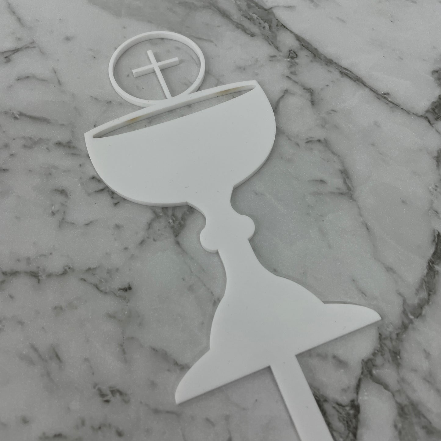 FIRST HOLY COMMUNION CONFIRMATION CHALICE CAKE TOPPER WHITE