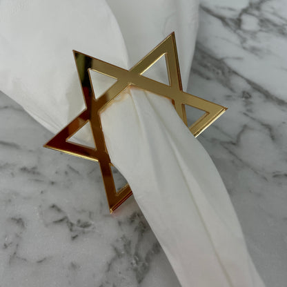 STAR OF DAVID NAPKIN RING HOLDERS SET OF 6