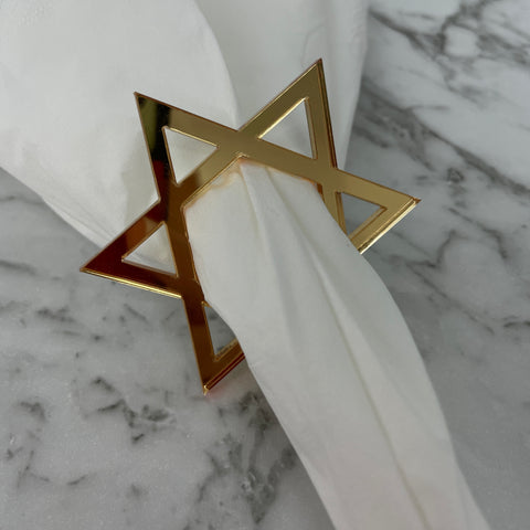 STAR OF DAVID NAPKIN RING HOLDERS SET OF 6