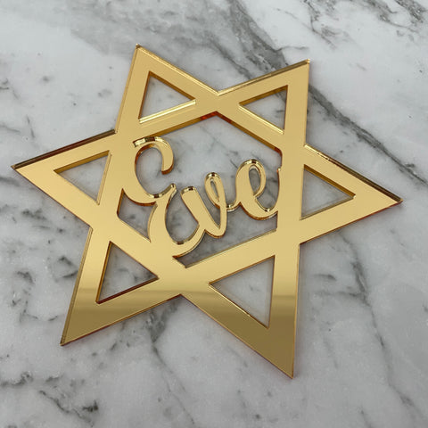 STAR OF DAVID  CUSTOM NAME TABLE PLACE CARD