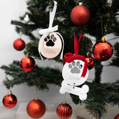 CUSTOM DOG & BONE PAW CHRISTMAS BAUBLE