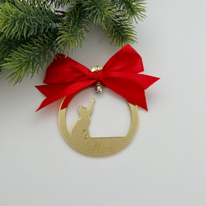 CUSTOM CAT CHRISTMAS BAUBLE - TOUCHING BELL